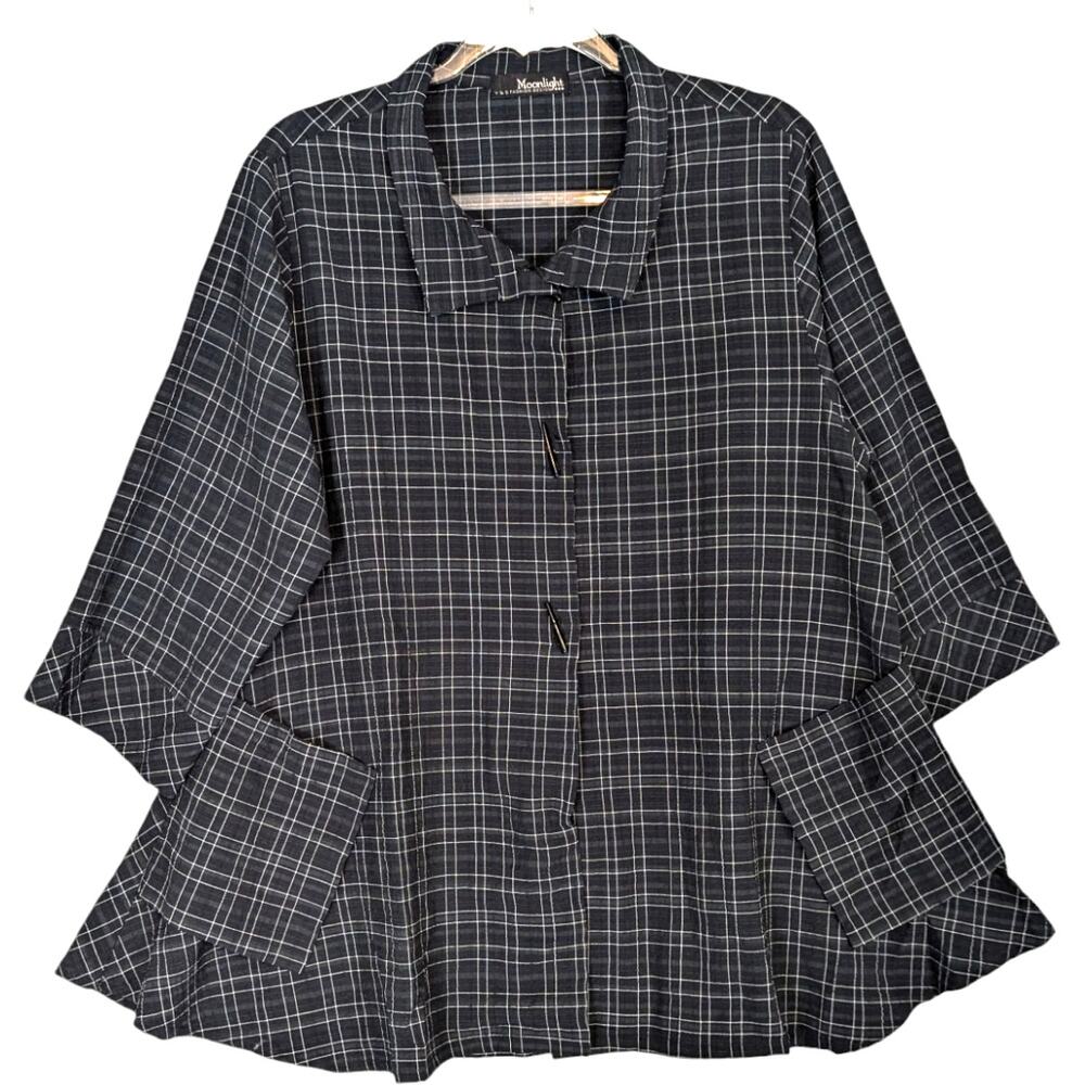 Moonlight Y&S Fashion Design Art to Wear Window Pane Swing Top Black White